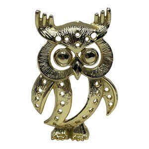 Vintage Metal Gold Owl Earring Tree Collectible Jewelry Holder Display Stand
